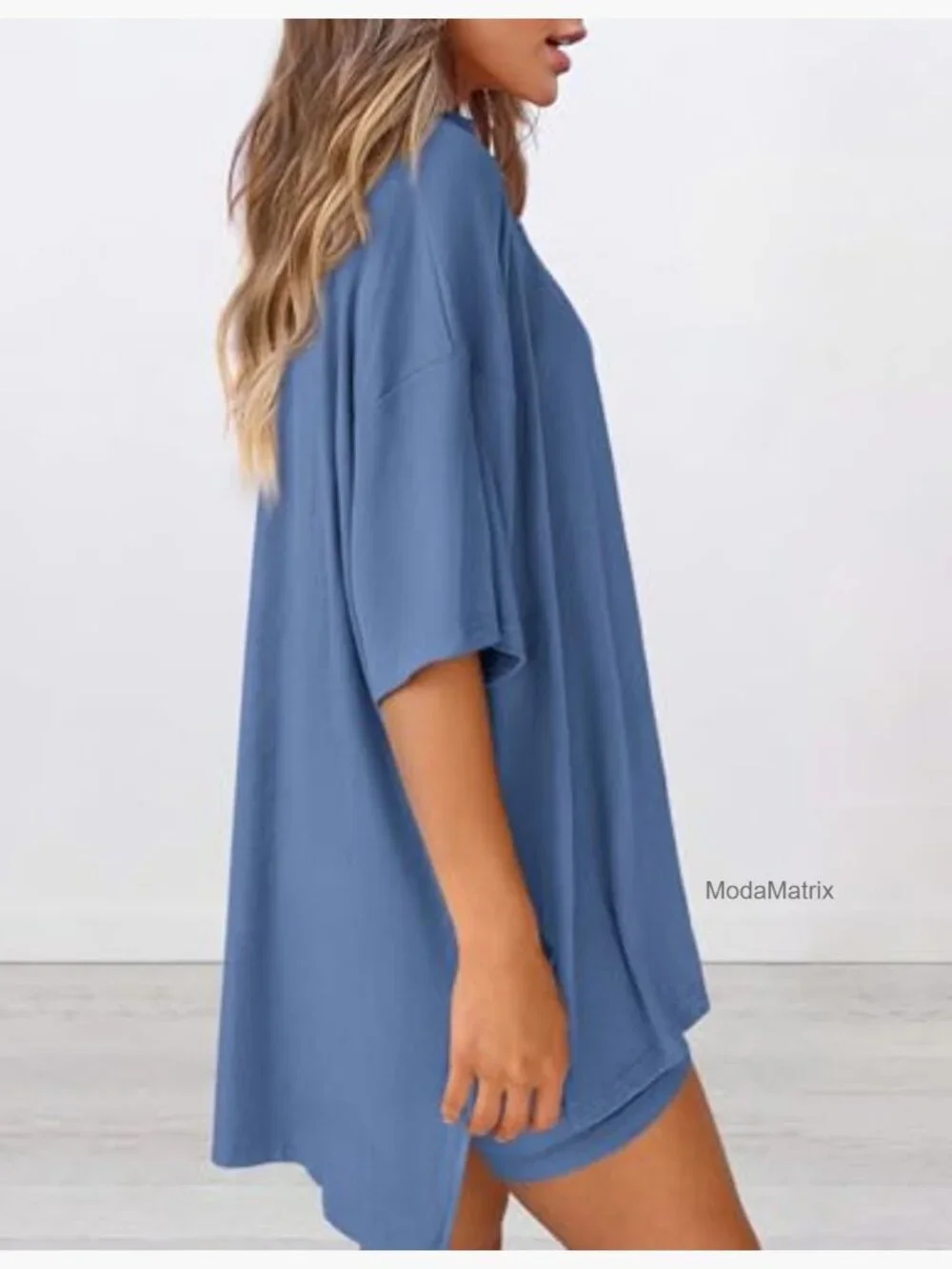 2 Piece Lounge Set Oversized Tee Biker Shorts Matching Outfit